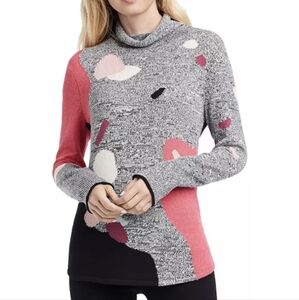 Nic + Zoe Abstract Intarsia Sweater Size 3X Soft Long Sleeve Turtleneck Knit NEW